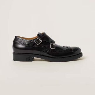 Miu Miu Women Church's X Miu Miu Brushed Leather Double Monk Brogue Shoes