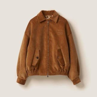 Miu Miu Women Corduroy Blouson Jacket-Brown