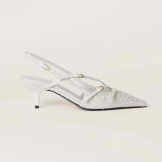 Miu Miu Women Fabric Slingbacks with Straps-White 5I013E