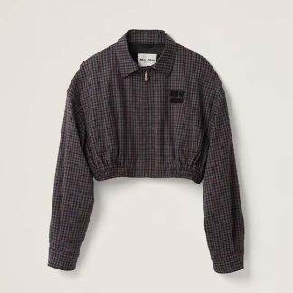 Miu Miu Women Gingham Check Blouson Jacket