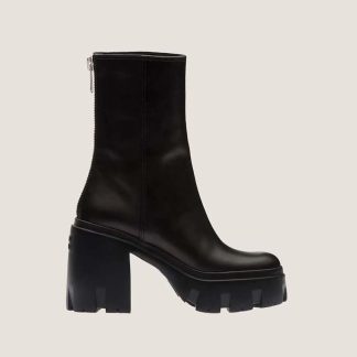 Miu Miu Women Leather Booties in EVA Sole with Logo