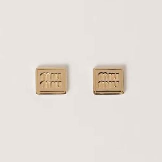 Miu Miu Women Metal Earrings with Engraved Logo