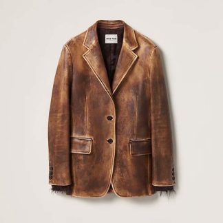 Miu Miu Women Nappa Leather Jacket with Hot-stamped Logo