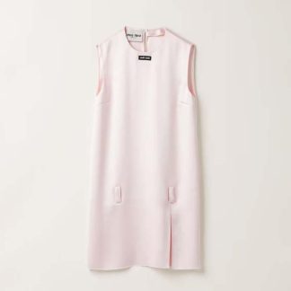 Miu Miu Women Satin Mini-dress with Jacquard Logo-Pink