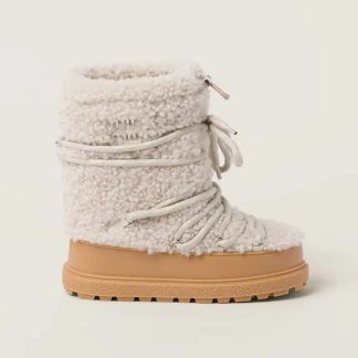 Miu Miu Women Shearling Après-ski Boots-White 5U862D3J85