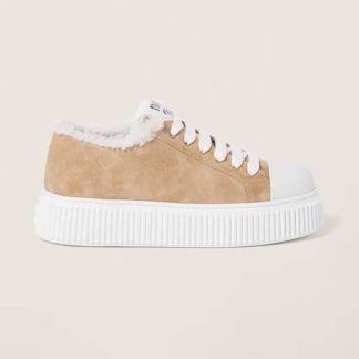 Miu Miu Women Suede Sneakers EVA Sole with Logo