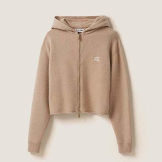 Miu Miu Women Wool and Cashmere Hoodie Jacket