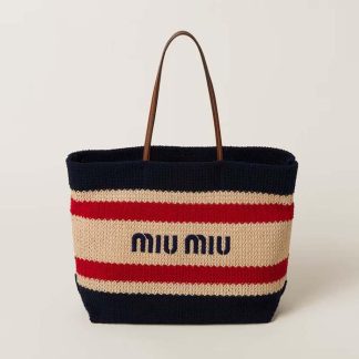 Miu Miu Women Woven Fabric Tote Bag-Black