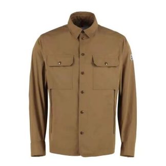 Moncler Men Cotton Gabardine Shirt Jacket-Brown