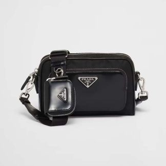Prada Men Re-Nylon and Brushed Leather Shoulder Bag-Black