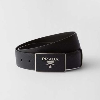 Prada Men Saffiano Leather Belt-Black F0002