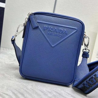 Prada Men Saffiano Leather Shoulder Bag-Navy