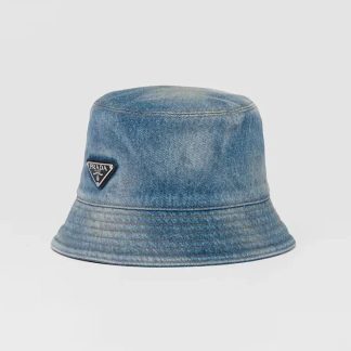 Prada Unisex Denim Bucket Hat-Blue 1HC137_12K1_F0V3N
