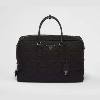Prada Unisex Quilted Re-Nylon Travel Bag-Black