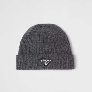 Prada Unisex Wool and Cashmere Beanie-Silver