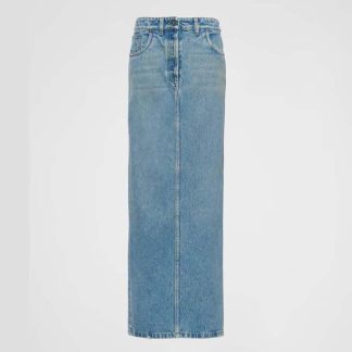 Prada Women Denim Maxi-skirt-Navy