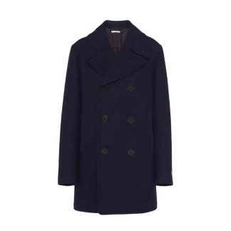 Prada Women Double-breasted Cloth Peacoat-Black