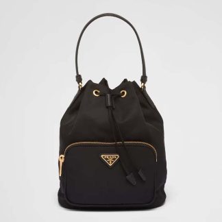 Prada Women Duet Re-Nylon Bucket Bag-Black