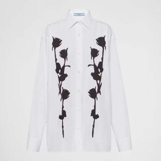 Prada Women Embroidered Poplin Shirt