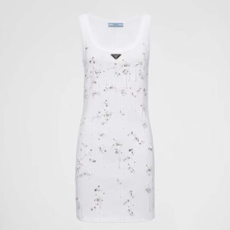 Prada Women Embroidered Ribbed Jersey Dress 33582R