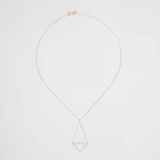 Prada Women Eternal Gold Cut-out Pendant Necklace in Yellow Gold with Diamonds