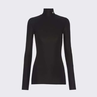 Prada Women Jersey Turtleneck Top-Black