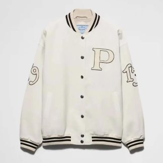 Prada Women Kid Mohair Bomber Jacket with Patches
