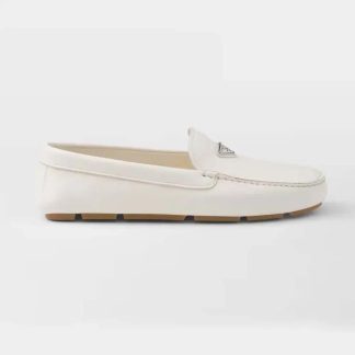 Prada Women Leather Driving Shoes-White 2DD179
