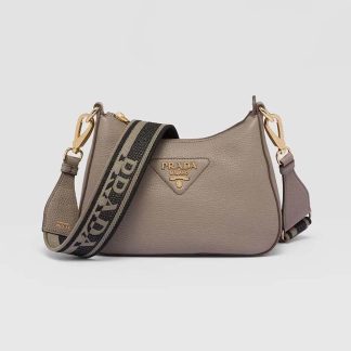 Prada Women Leather Shoulder Bag-Gray