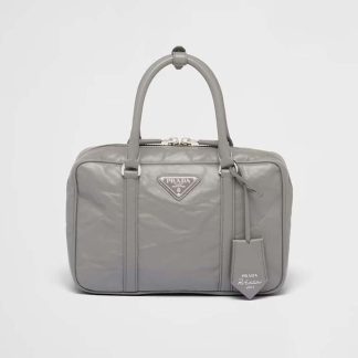 Prada Women Medium Antique Nappa Leather Top Handle Bag-Gray