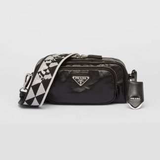 Prada Women Nappa Antique Leather Multi-Pocket Shoulder Bag-Black