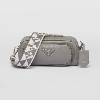 Prada Women Nappa Antique Leather Multi-Pocket Shoulder Bag-Gray