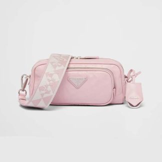 Prada Women Nappa Antique Leather Multi-Pocket Shoulder Bag-Pink