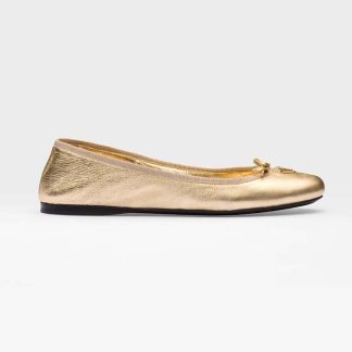 Prada Women Nappa Leather Ballerinas-Gold