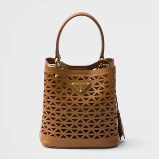 Prada Women Panier Leather Mini-bag with Cut-out Motif-Brown 1BA217