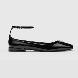 Prada Women Patent Leather Ballerinas-Black