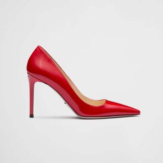 Prada Women Patent Leather Pumps-Red
