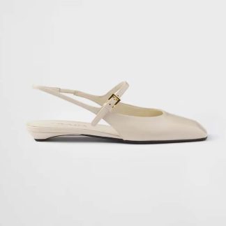 Prada Women Patent Leather Slingback Ballerinas-White