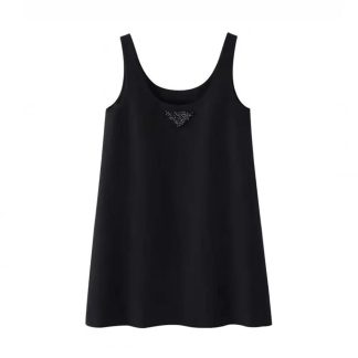 Prada Women Re-Nylon Mini-dress with Black Metal Triangle Logo