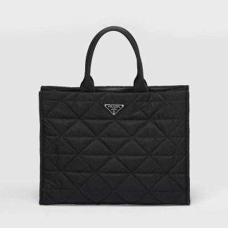 Prada Women Re-Nylon Shopping Bag with Topstitching