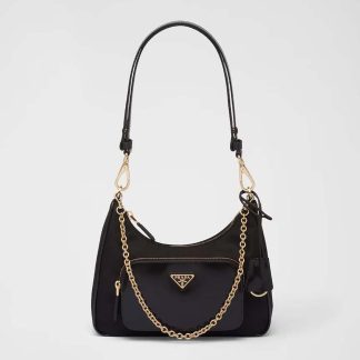 Prada Women Re-Nylon and Brushed Leather Mini-bag-Black