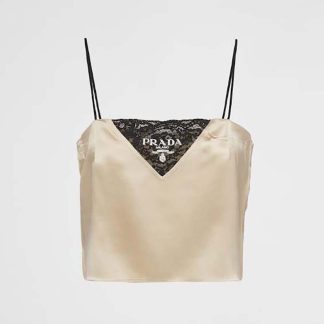 Prada Women Satin Crepe Top-Beige