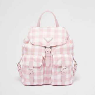 Prada Women Small Printed Re-Nylon Backpack-Pink