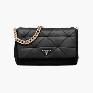Prada Women System Nappa Leather Patchwork Bag-Black