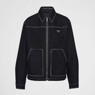Prada Women Technical Fabric Blouson Jacket-Black