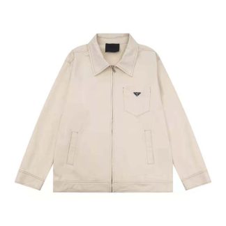 Prada Women Velvet Denim Blouson Jacket-Beige