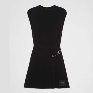 Prada Women Washed Twill Minidress with Safety Pin