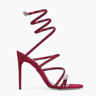 Rene Caovilla Women Serpente Midnight Red Sandal with Crystals 105 C11971105R0013060