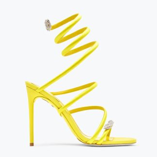 Rene Caovilla Women Serpente Midnight Yellow Sandal with Crystals 105 C11971105R0012018