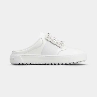 Roger Vivier Women Very Vivier Strass Buckle Mules in Leather-White